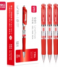 得力S01中性筆0.5mm彈簧頭(紅)*12