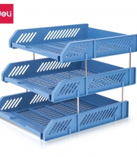 得力9209三層塑料文件盤(藍)*6