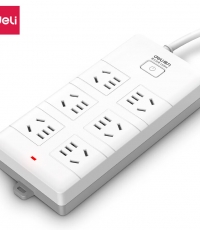 得力18168-03插座_6組_3米_PVC袋裝(白)