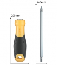 得力DL626001兩用螺絲批鉻釩鋼(黃)6/PH2x100mm