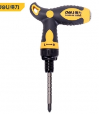 得力DL626012T型兩用棘輪螺絲批鉻釩鋼(黃)6/PH2x160mm